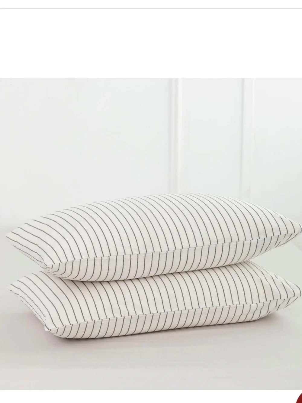 KING SIZE Striped Pillowcases 100% Washed Cotton (2-Pack) WHITE & DARK GRAY